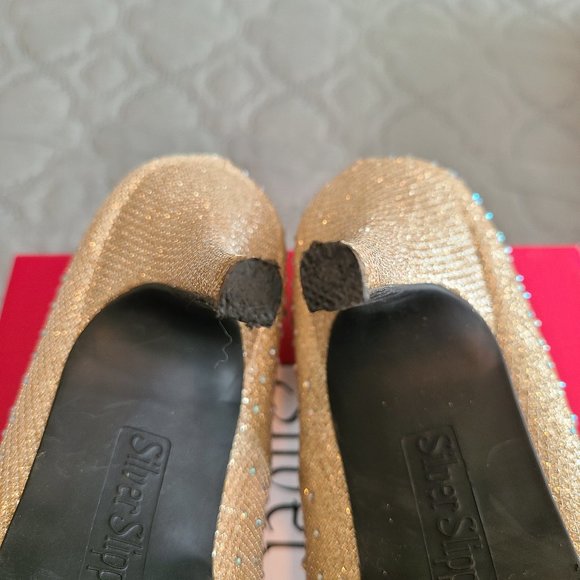 Women's Gold Sequined Heels- worn once - Picture 5 of 6
